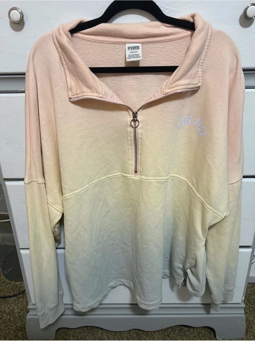 PINK Victoria's Secret Half-Zip Ombre Pastel Y2K Pullover Sweatshirt Size Large